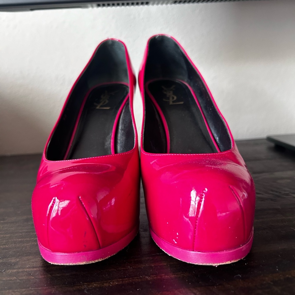 YSL Tribtoo bright pink patent leather heels - Picture 3 of 10